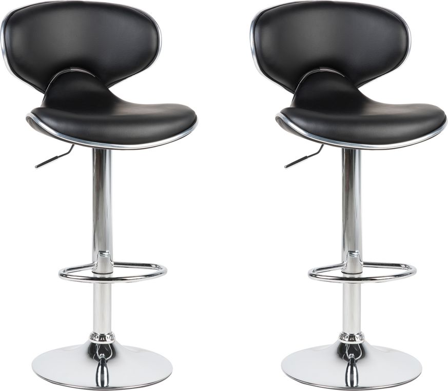 Beliani Zestaw 2 hokerów barowych regulowanych ekoskóra czarny CONWAY