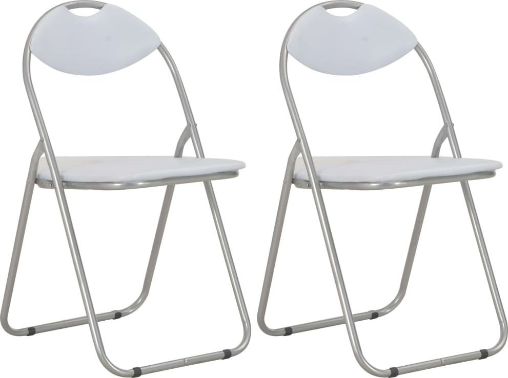 vidaXL Składane krzesła jadalniane, 2 szt., białe, sztuczna skóra