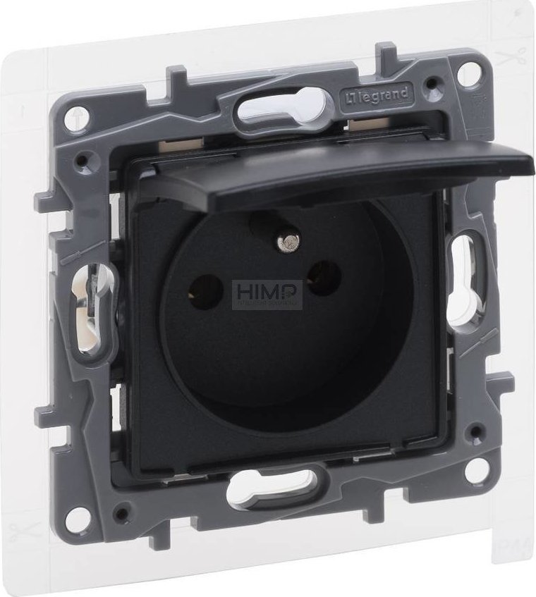Legrand Niloe Selection Gniazdo 2p+z IP44 16A 250V bez przesłony, zaciski śrubowe antracyt 762261
