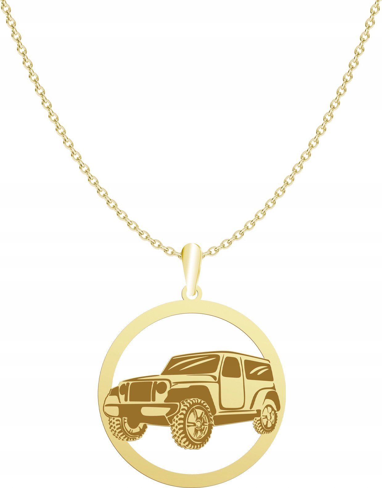 Radziszewska Jewellery Naszyjnik Złoty Off-road 4x4 Łańcuszek Srebro 925 Prezent GRAWER GRATIS