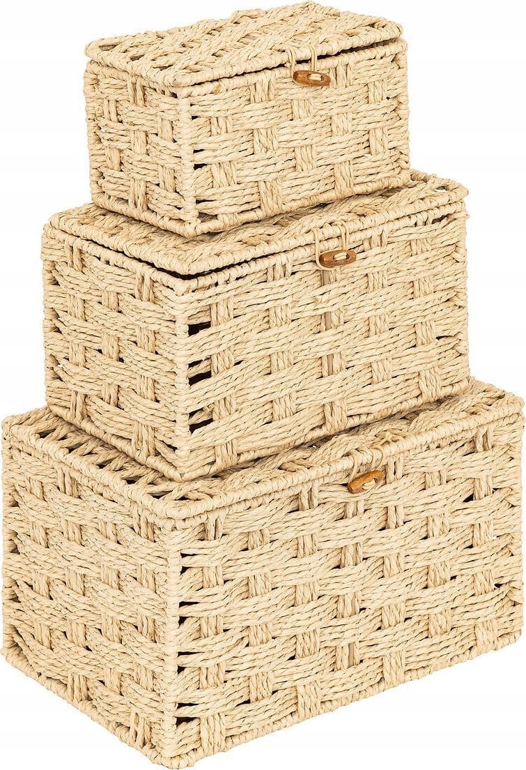 Atmosphera Pudełka do przechowywania plecione ELIO, 3 pojemniki różnej wielkości