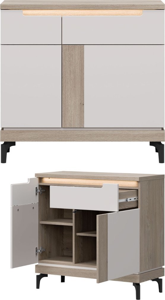 BogFran Komoda mała z szufladą Szafka do salonu i sypialni Dąb Cremona ASTON AN02