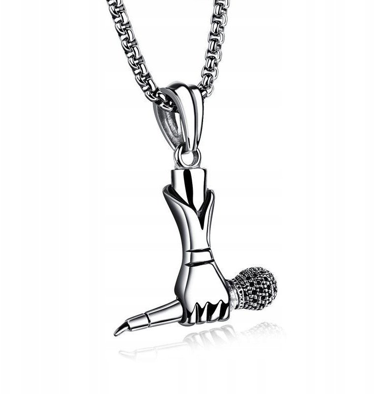 NASZYJNIK Srebrny MIKROFON RAPER PIOSENKARKA 341