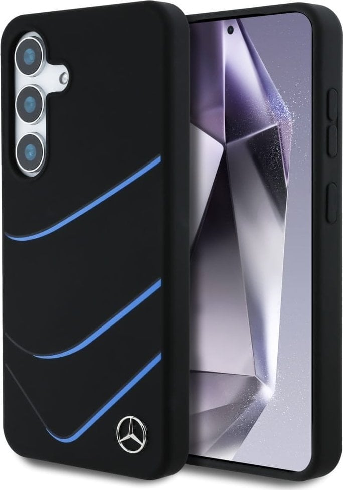 Etui Mercedes Silicone Contrasted Curves MagSafe do Samsung Galaxy S25 czarny