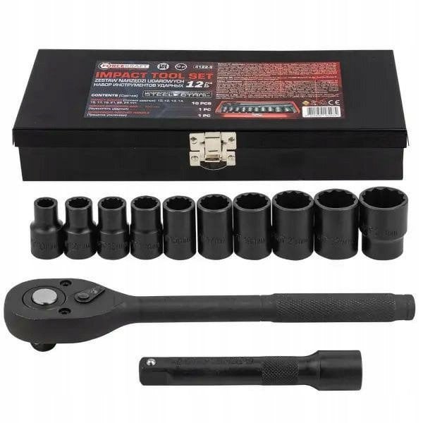 Zestaw narzędzi udarowych 1/2" 12el. (12-kątnych) (10-24mm)