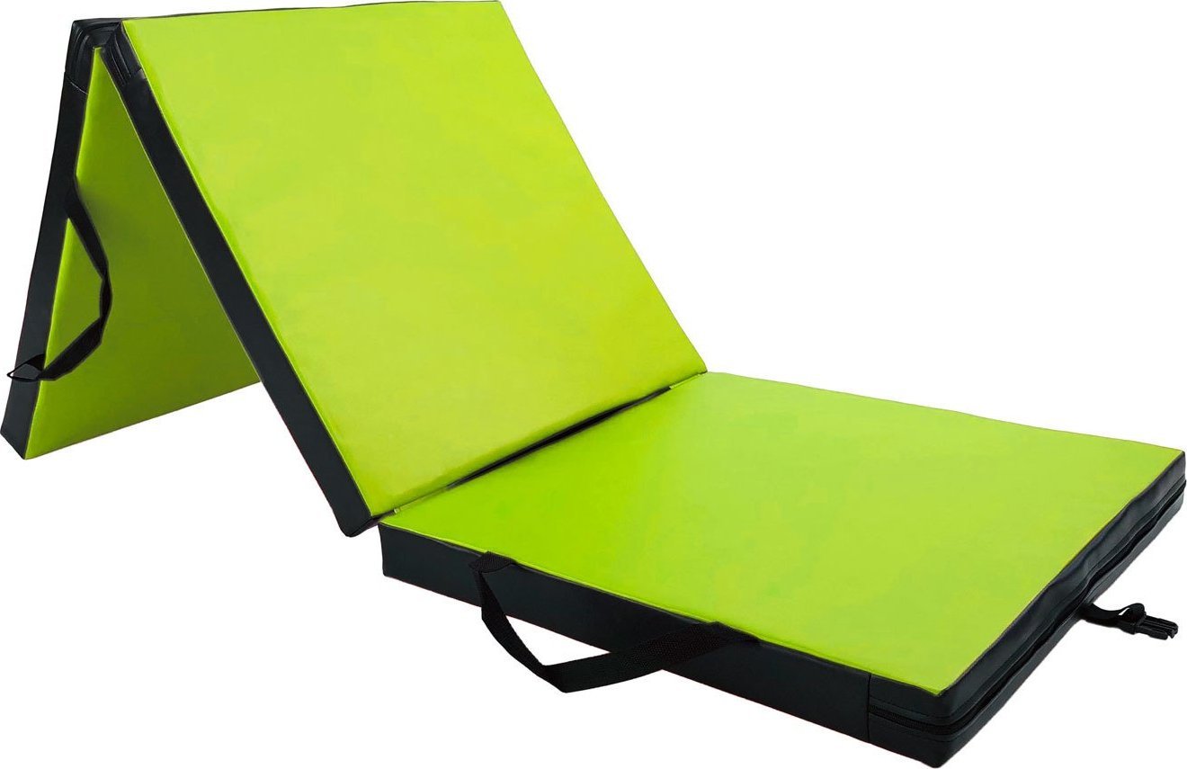 UnderFit Materac gimnastyczny 3-częściowy UF9568 180 cm x 60 cm x 6 cm seledynowy miękki