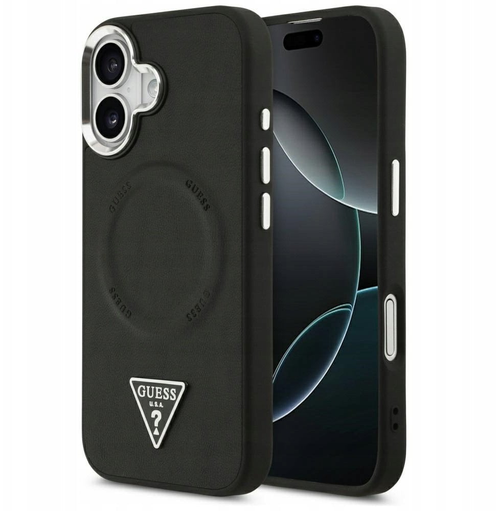 Etui Guess Triangle Logo MagSafe do iPhone 17 czarny