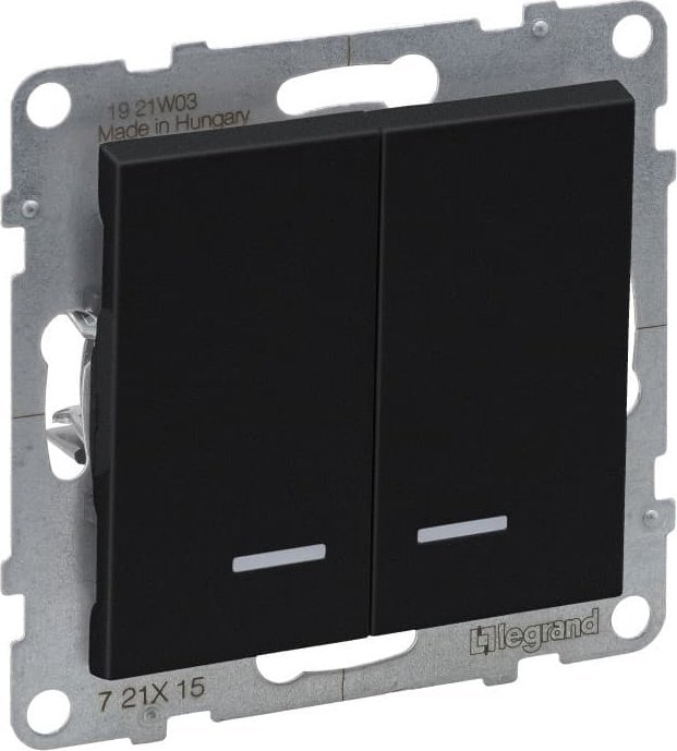 Legrand SUNO Łącznik świecznikowy z podświetleniem czarny 10AX 250V zaciski automatyczne 721415