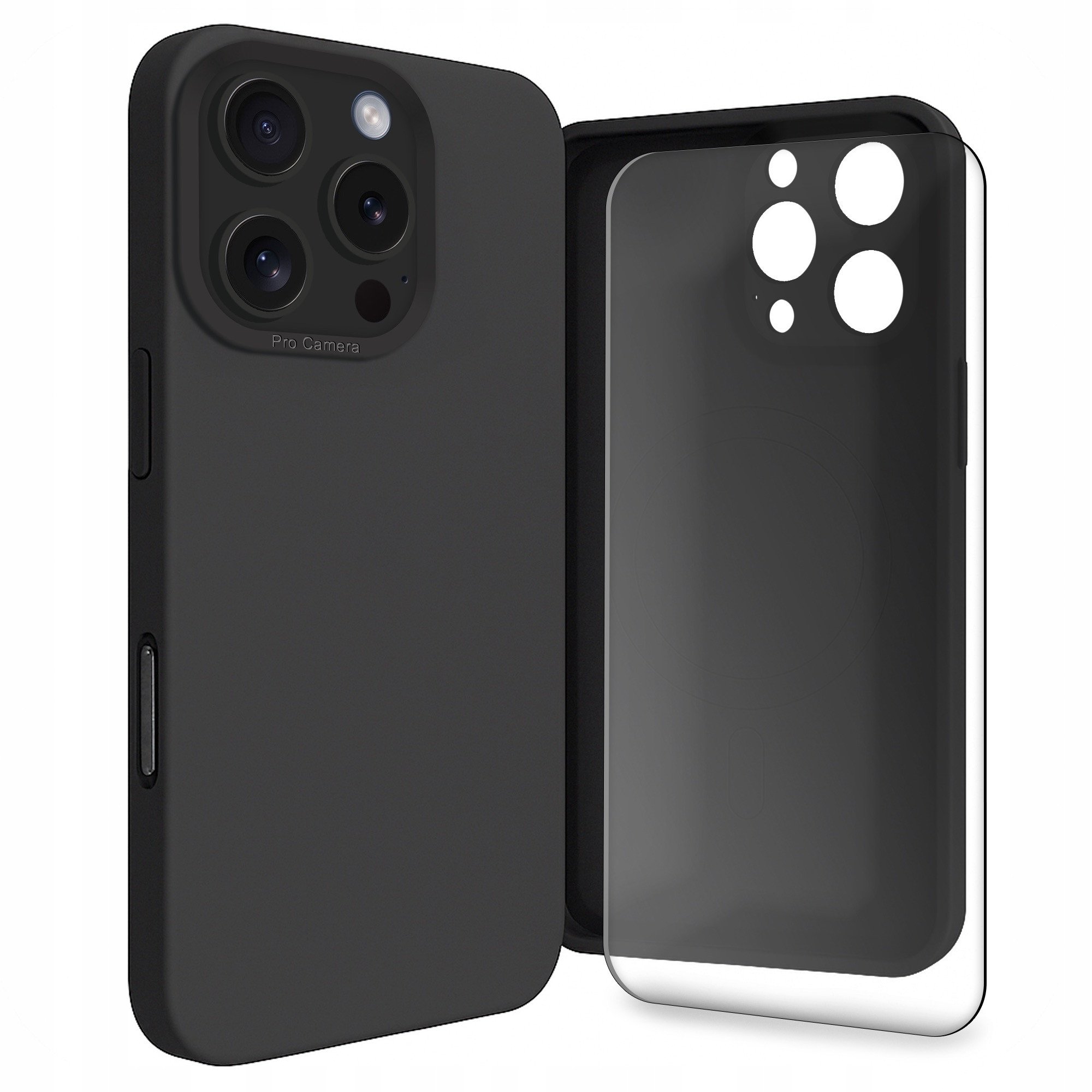 Etui do iPhone 16 Pro Max (Do Magsafe, Osłona Kamery, Czarne) Szkło 9H