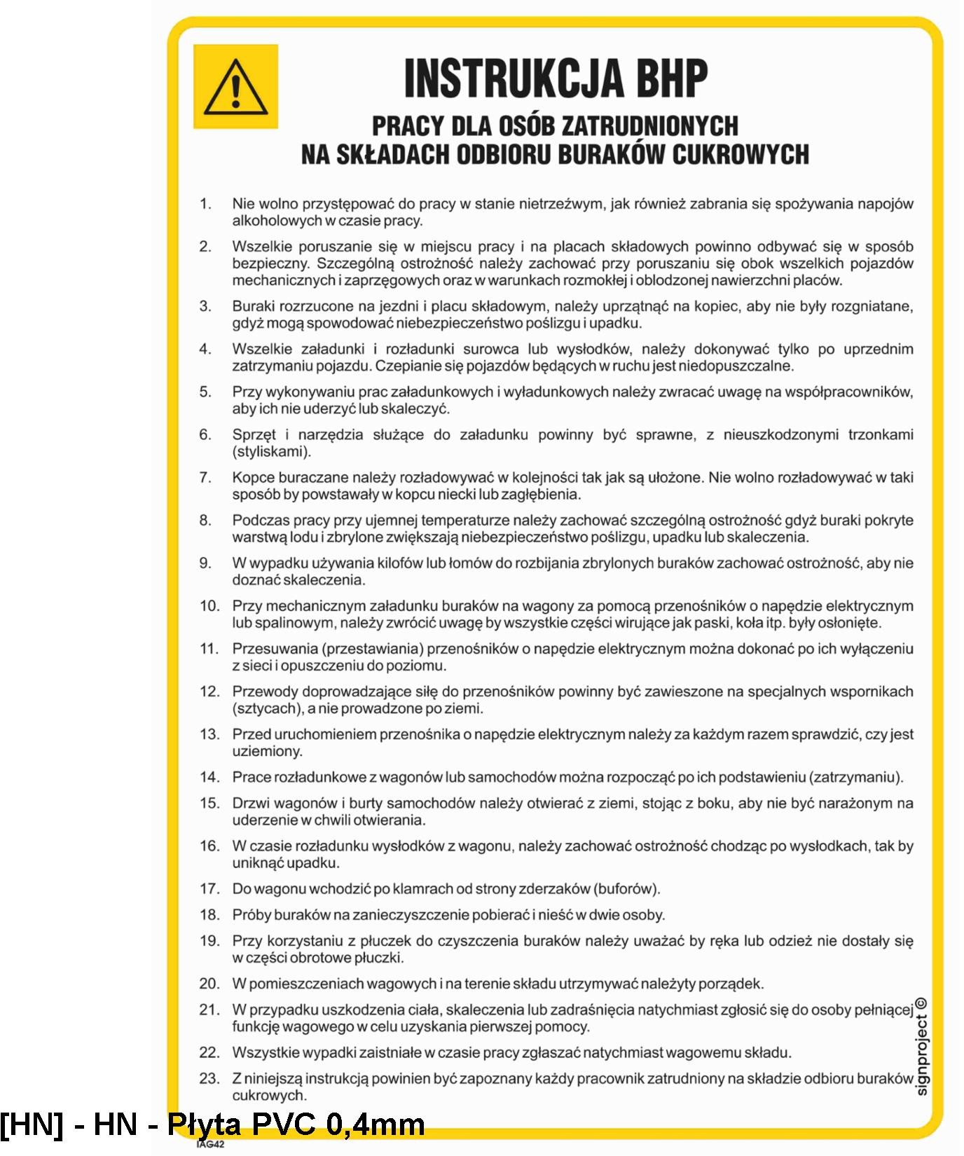 IAG42 - Instrukcja BHP dla osób zatrudnionych na składach odbioru buraków cukrowych