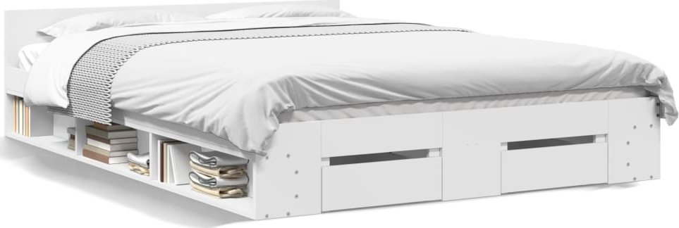vidaXL vidaXL Rama łóżka z szufladami, biała, 160x200 cm