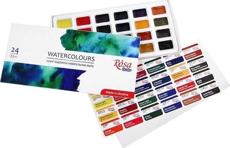 Farby akwarelowe w kostkach 2,5ml 24 kolorów