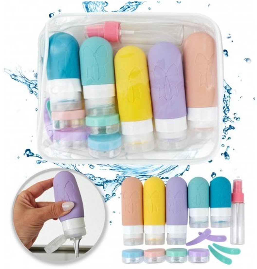 Ecarla Zestaw silikonowych pojemniczków-buteleczek, słoiczków podróżnych 14w1 ks143