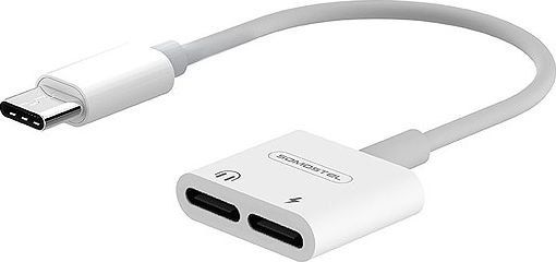 Adapter USB Somostel SMS-BZ06 USB-C - Jack 3.5mm + USB-C Biały (28857)