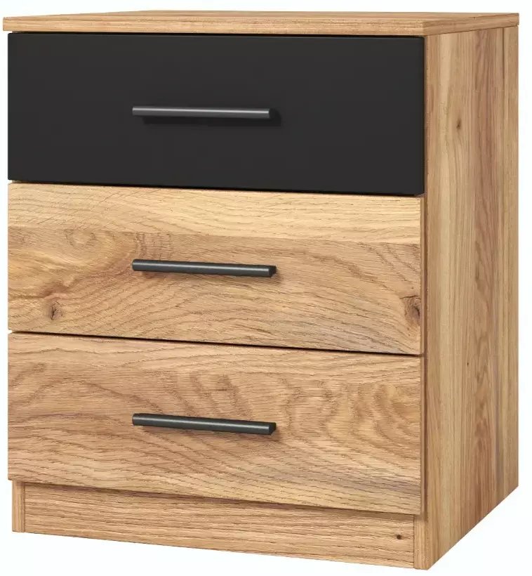 Szafka nocna BETA 3S dąb muavella/czarna HELVETIA