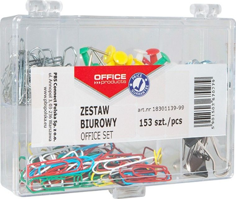 Office Products ZEST.BIUR. OFFICEPRODUCTS PLASTIKOWE PUDEŁKO (PINEZKI,KLIPY,SPINACZE) MIKS153SZT 18301139-99