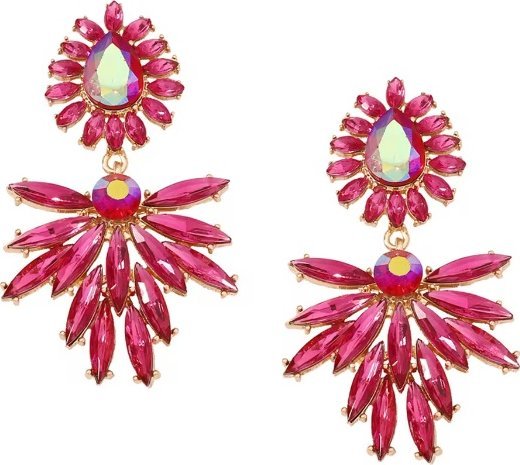 KOKONET Kolczyki duże wiszące WIECZOROWE wyjściowe różowe opal mienią się kolorowe