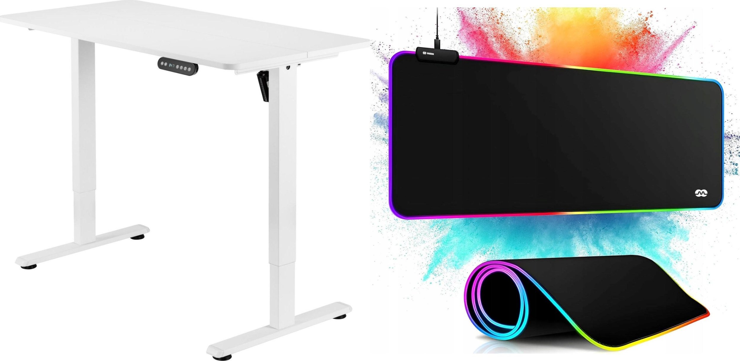 Biurko Mozos Biurko Mozos ED PRO WH Białe 120 cmx60 cm + PODŚWIETLANA PODKŁADKA 80x30CM