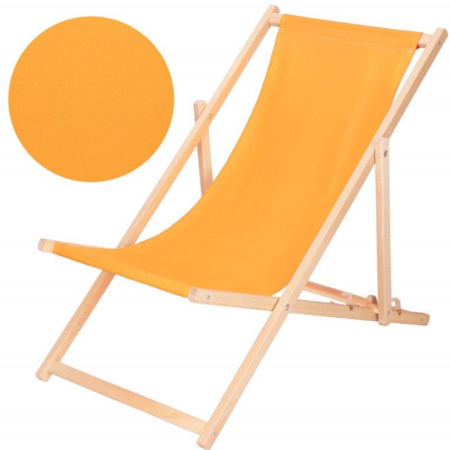 Leżak ogrodowy, drewniany z 3-stopniową regulacją, plażowy, balkonowy, pomarańczowy UNIWERSALNY