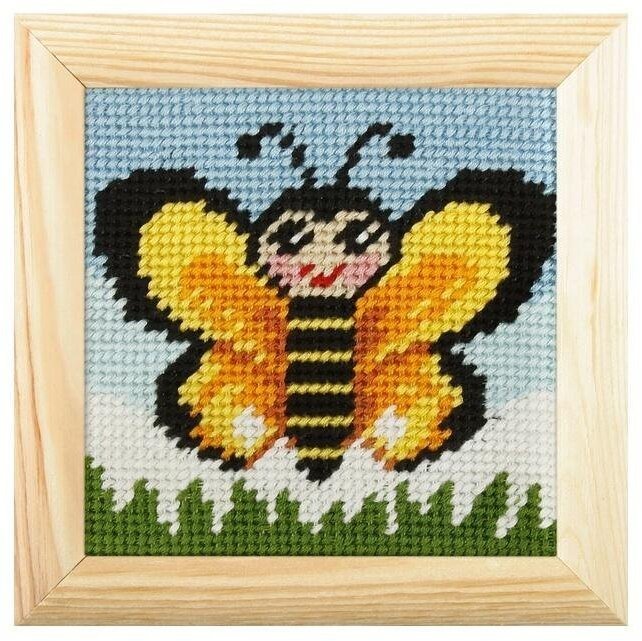 Haft z ramką. Moje pierwsze wyszywanie - Motylek