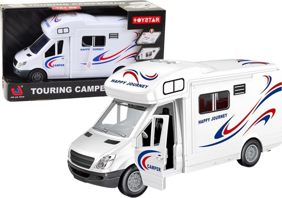 Samochód Kamper Biały Światła Dźwięki Otwierane Drzwi LEAN Toys
