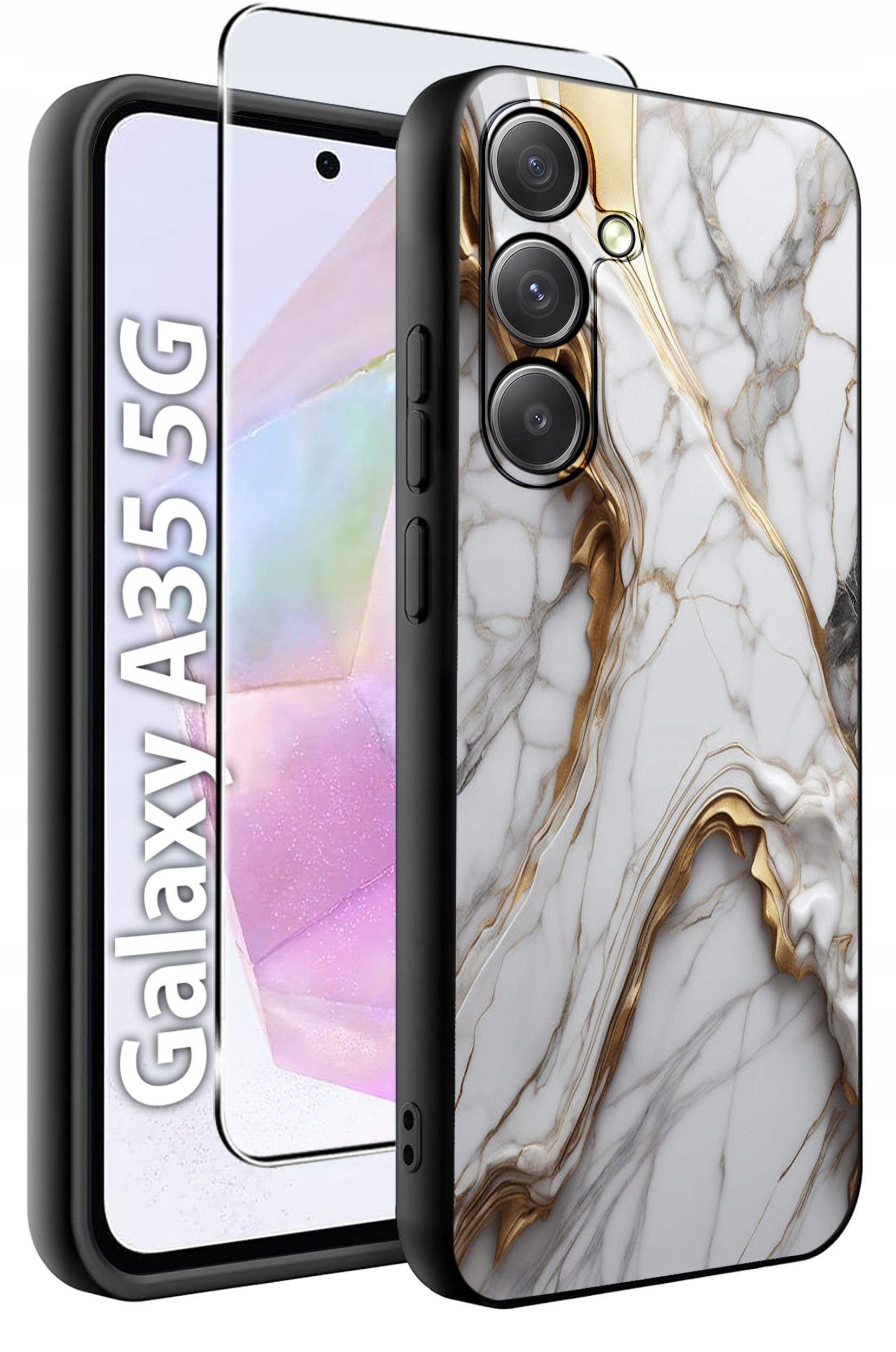 ETUI do Samsung A35 5G WZORY | SILIKONOWE MATT CASE + SZKŁO HARTOWANE 9H