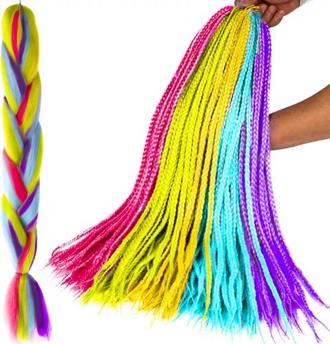 Soulima Włosy syntetyczne warkoczyki tęczowe Soulima 23571