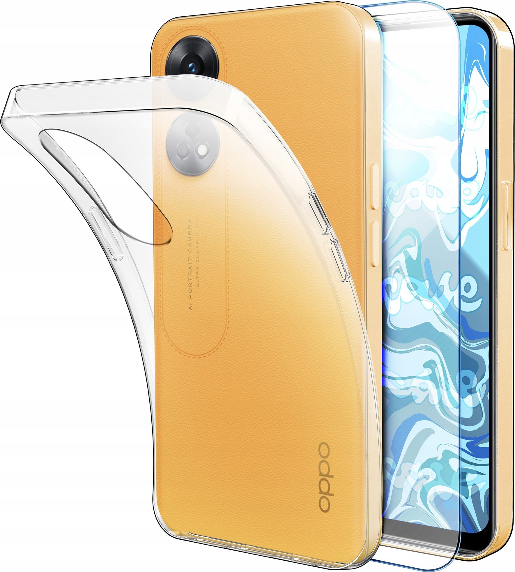 Etui Do Oppo Reno 8T 4G (Przezroczyste, Silikonowe, Ochronne) Szkło 9H