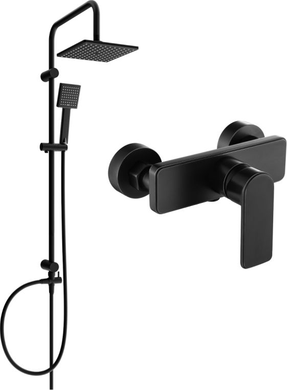 Zestaw prysznicowy Mexen Mexen Tord zestaw prysznicowy natynkowy z deszczownicą i baterią prysznicową Cetus, czarny - 744340200-70