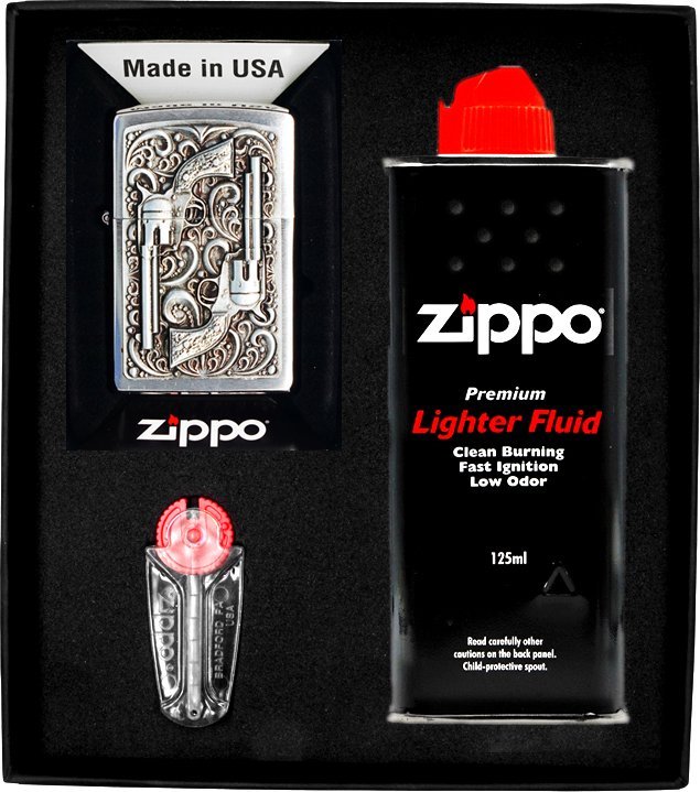 Zestaw ZIPPO Zapalniczka REVOLVER EMBLEM Prezentowy No1