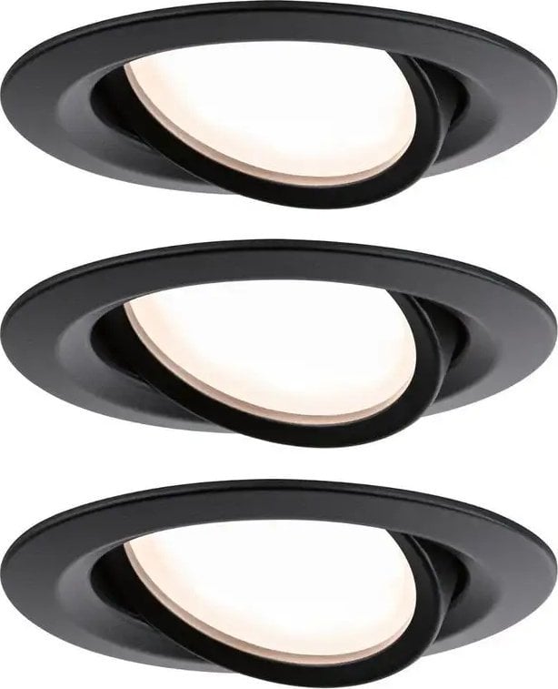 Paulmann Oprawa do wbudowania NOVA PLUS COIN LED DIM wychylna zestaw 3x6W 470lm 93mm 2700K IP65 230V czarny matowy