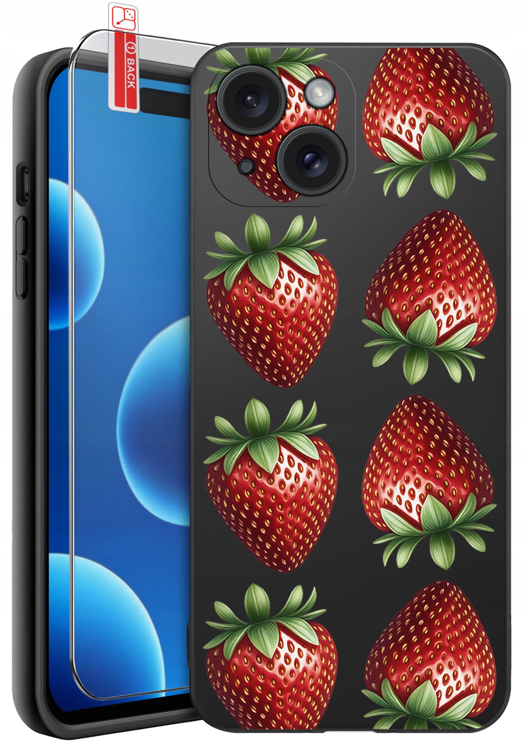 ETUI do iPhone 15 | WZORY | SILIKONOWE MATT CASE + SZKŁO 9H