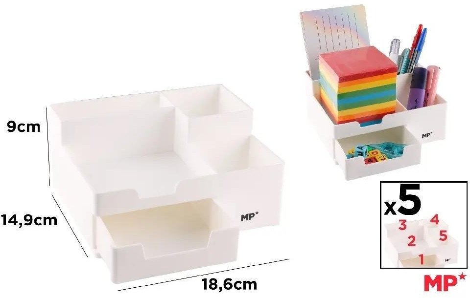 Organizer na biurko z szufladką biały