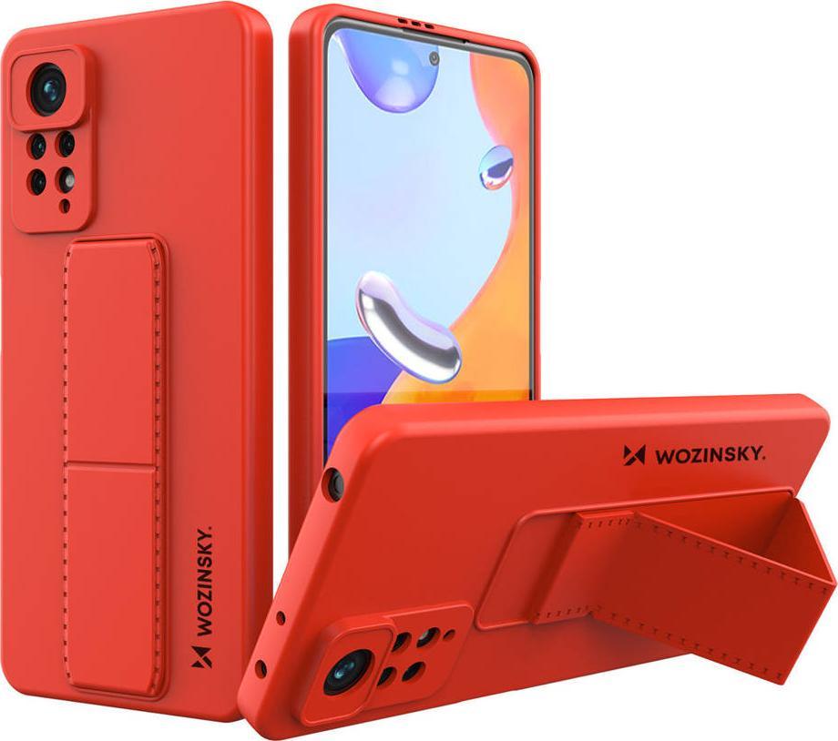 Wozinsky Kickstand Case elastyczne silikonowe etui z podstawką Xiaomi Poco X4 Pro 5G czerwony