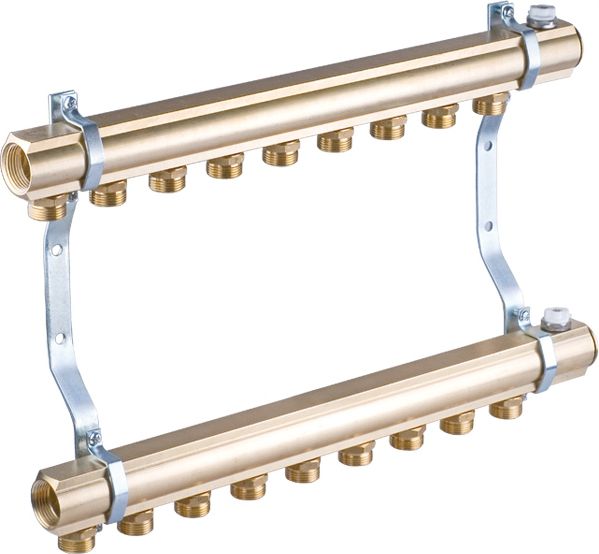 Perfexim Rozdzielacz mosiężny 9 obwodów z nyplami (30-102-0900-001)