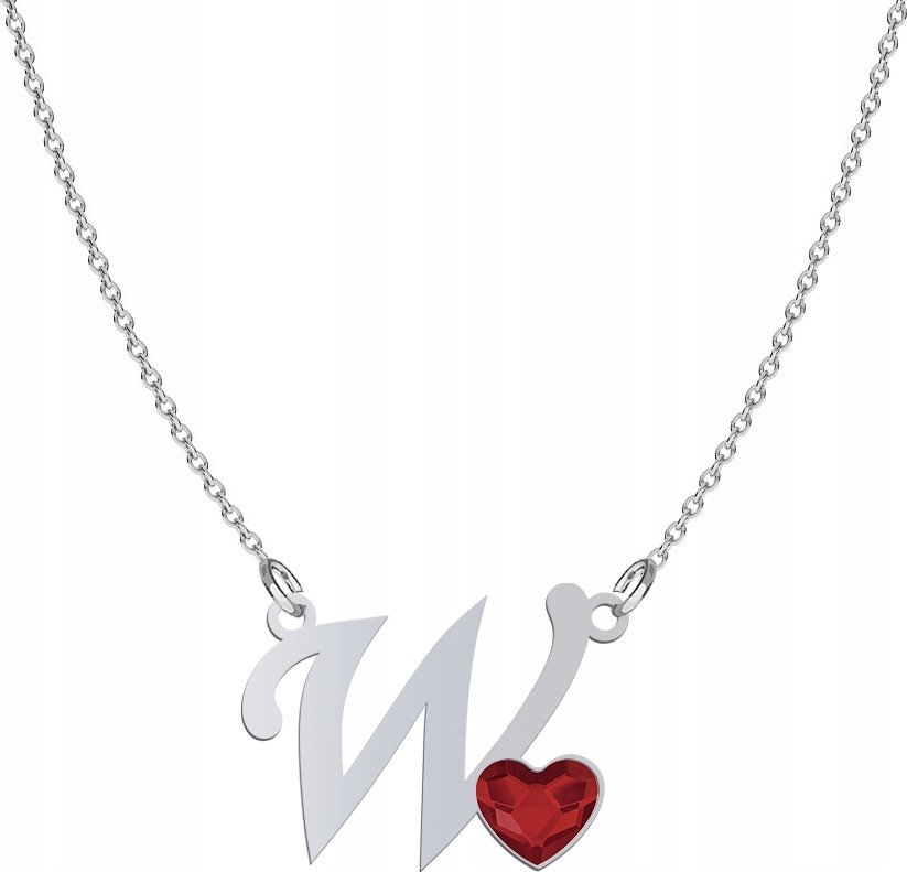 Radziszewska Jewellery Srebrny Naszyjnik LITERA W z sercem DEDYKACJA GRAT