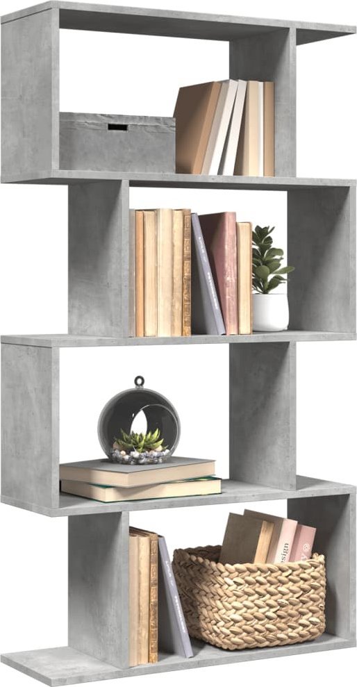 vidaXL vidaXL Regał przegroda, 4 poziomy, szarość betonu, 70x24x129 cm