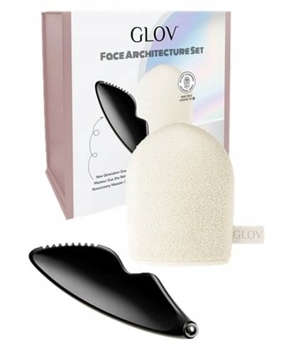 GLOV_SET Face Architecture nowoczesny masażer Gua Sha + rękawiczka do demakijażu i oczyszczania