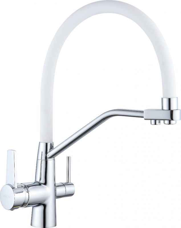 Bateria kuchenna Mexen Duo stojąca biała z chromowanym korpusem