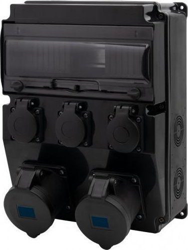 F-Elektro Rozdzielnica czarna CAJA 12M SCENIC - gniazda proste 2x16A/3P, 3x230V F3.2901