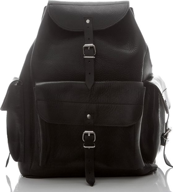 Belveder Czarny plecak skórzany vintage BR81