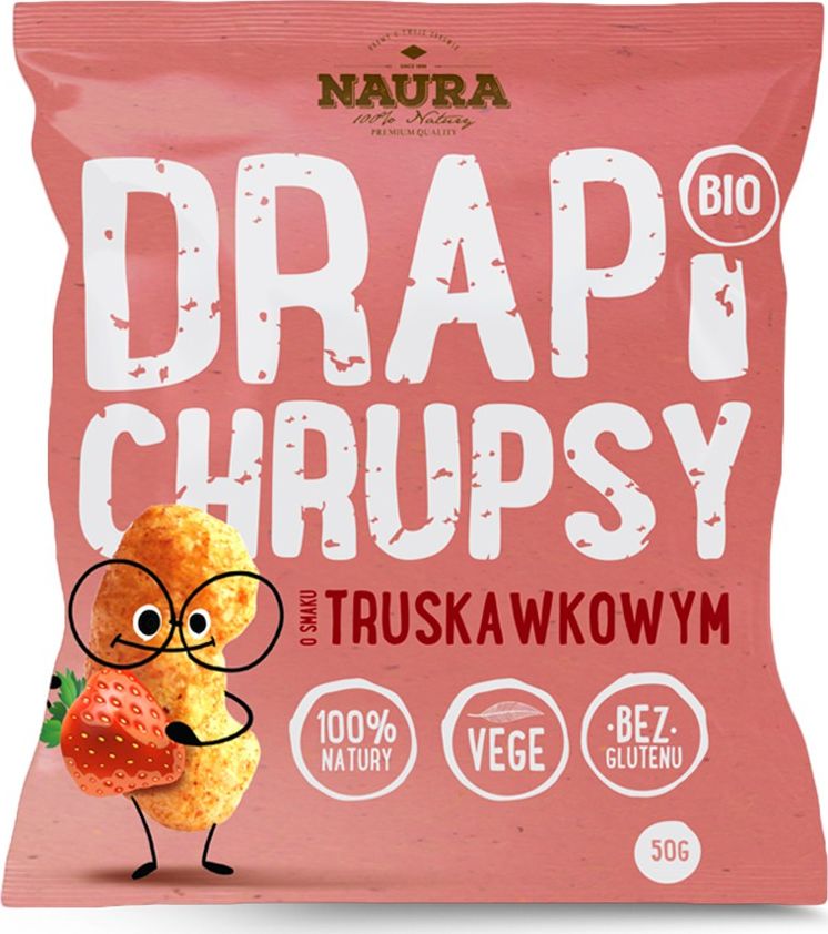 Naura Naura Drapi Chrupki o smaku truskawkowym - 50 g