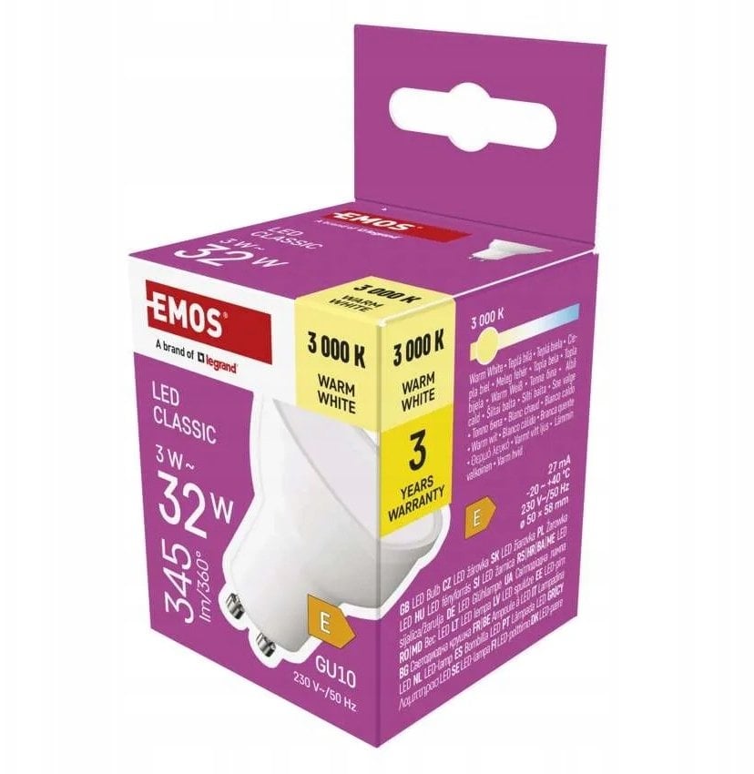 Żarówka LED Classic MR16 GU10 3W (32W) 345lm 3000K ciepła biel ZQ8E12