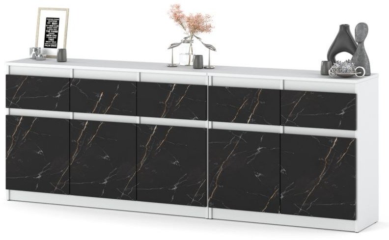 Komoda Z 5 Szufladami Do Salonu Sypialni Pojemna Szafka Biała San Sebastian