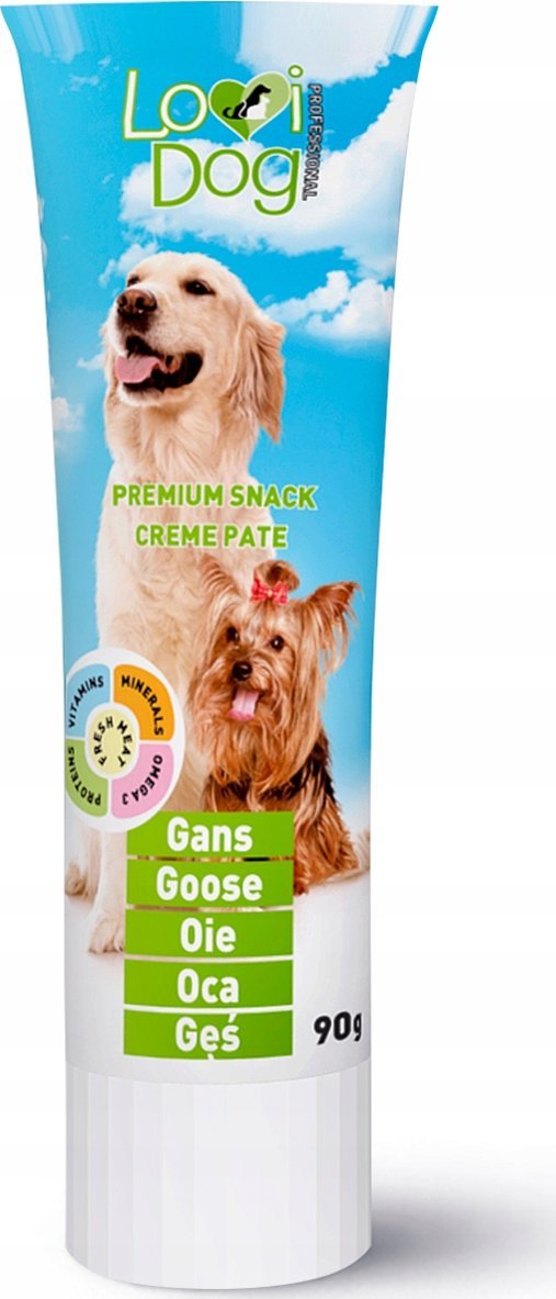 LoviDog Lovi Dog Snack Creme Pate Goose - pasztet dla psa w tubce, z gęsiną i witaminami 90g