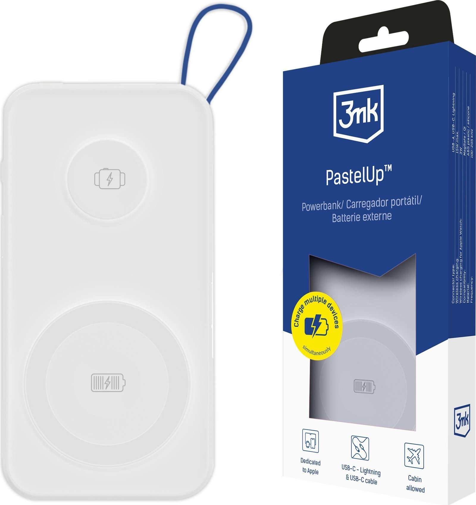 Powerbank 3MK PastelUp 10000mAh Biały