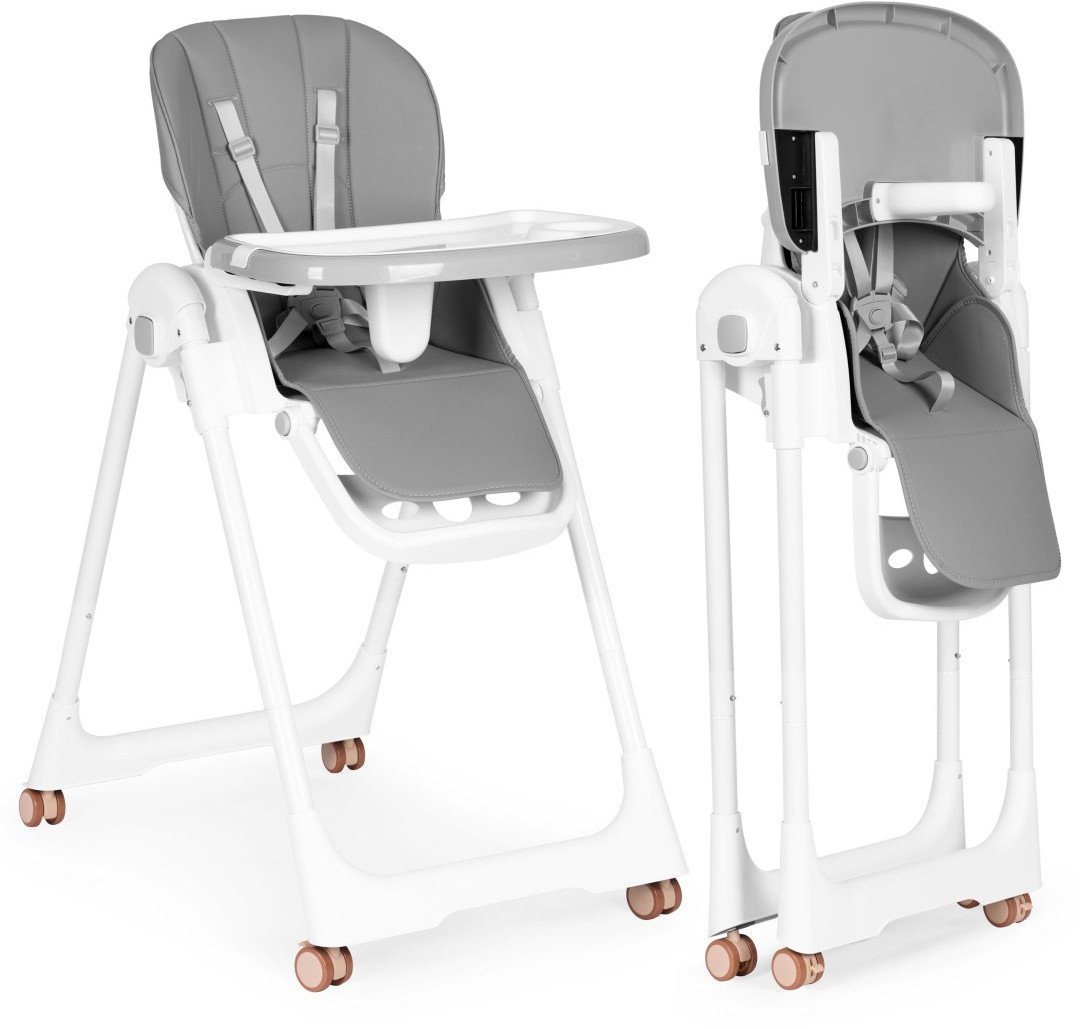 Krzesełko fotelik do karmienia regulacja wysokości ekoskóra pasy podwójna tacka ECOTOYS EDUKAMP