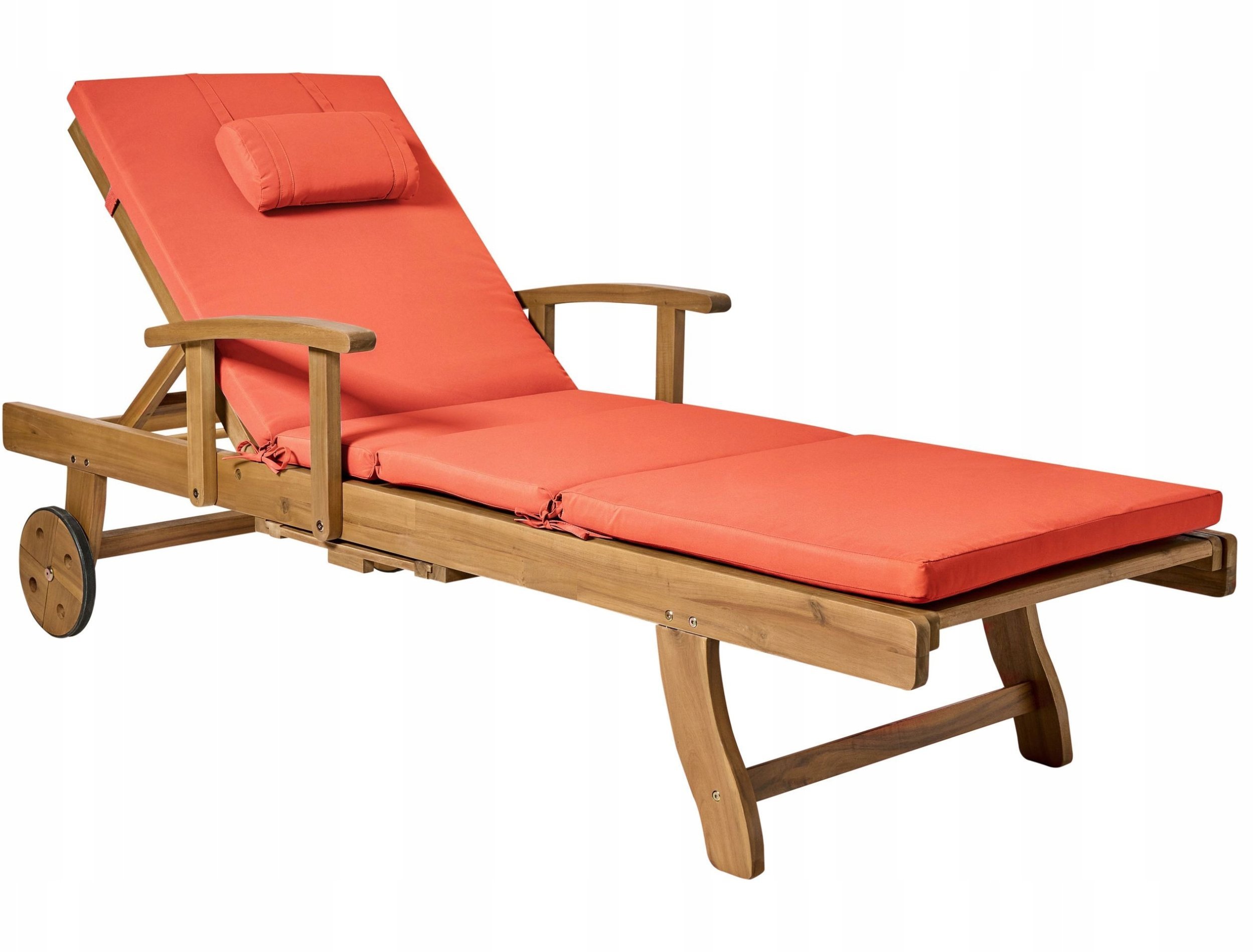 Leżak ogrodowy z poduszką JAVA PREMIUM Drewno akacjowe Czerwony