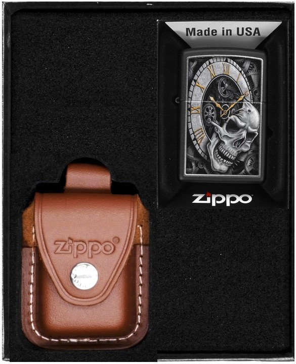 Zestaw ZIPPO Zapalniczka SKULL CLOCK Prezentowy No4