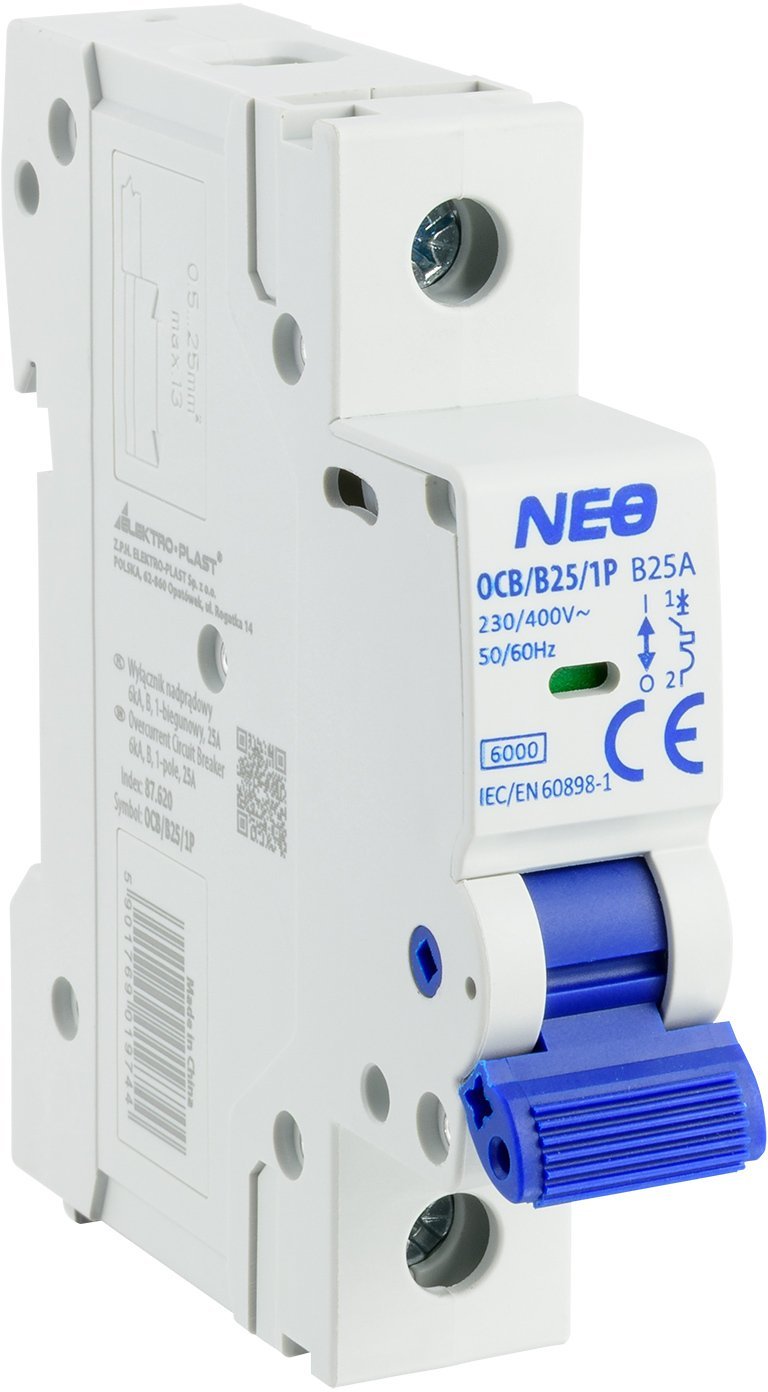 Wyłącznik nadprądowy 1P B 25A 6kA NEO OCB/B25/1P 87.620